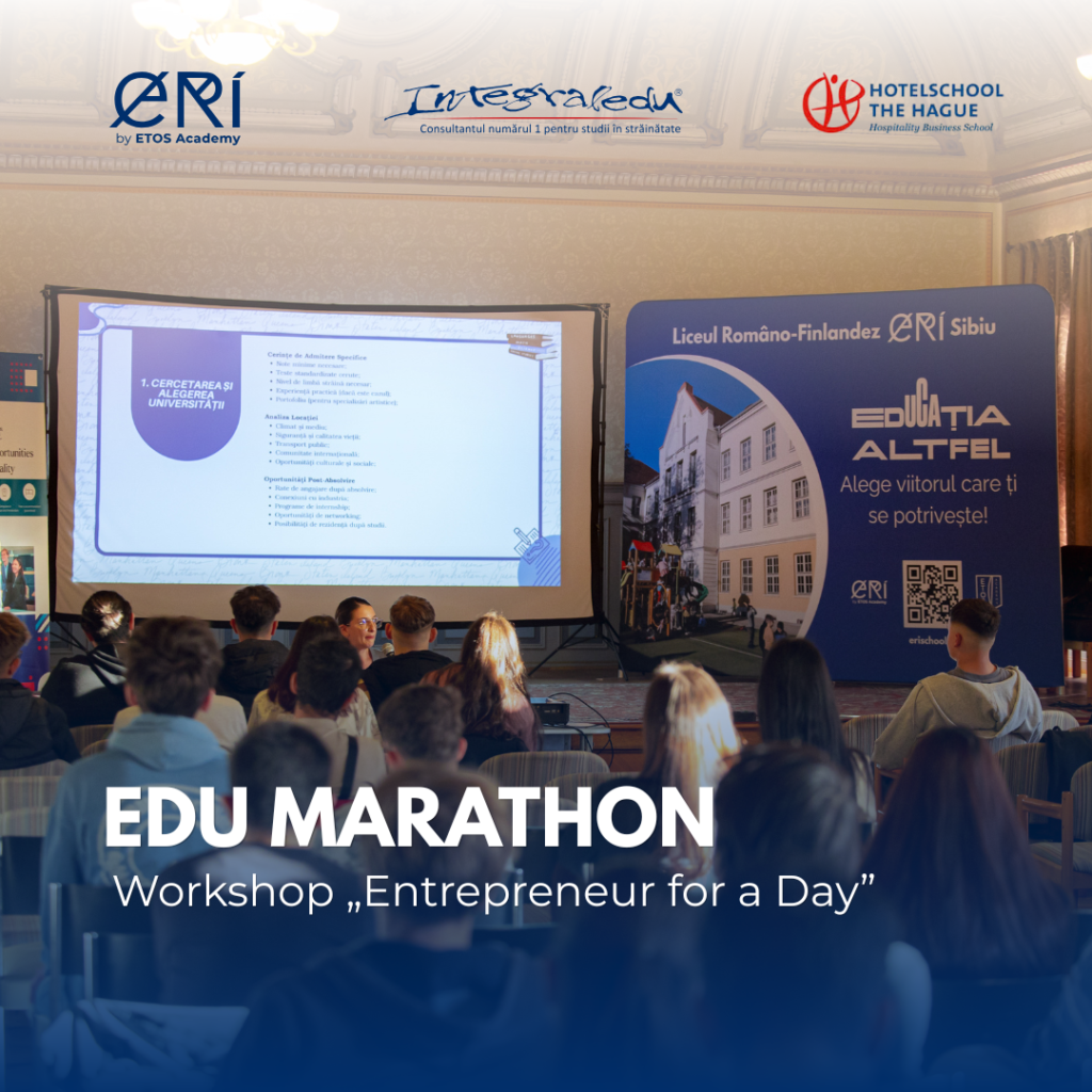 Peste 50 de elevi au descoperit antreprenoriatul la ERI, în cadrul workshopului „Entrepreneur for a Day”